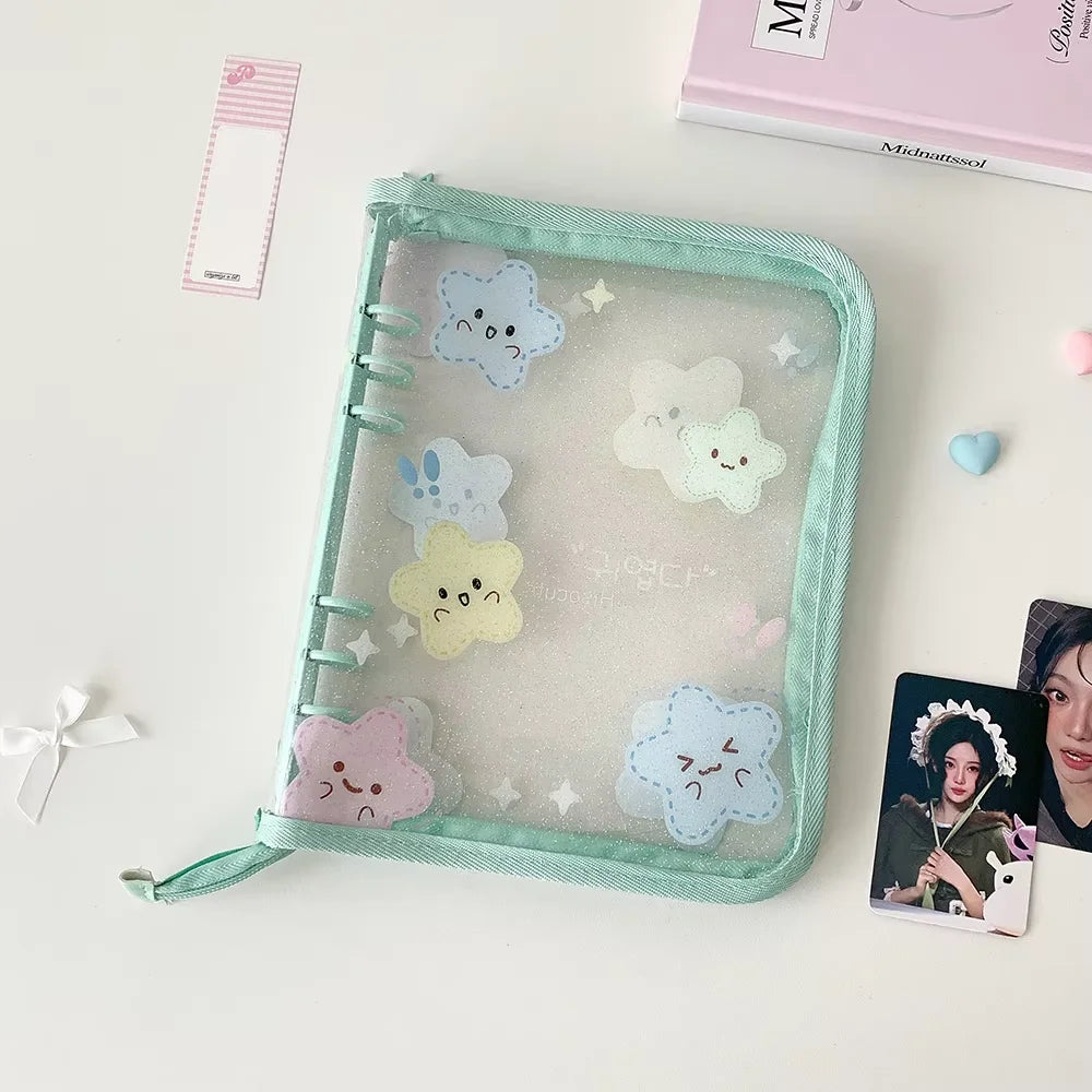 Hot selling Korean INS Fashion A5 PVC Zipper Loose leaf Album Cute Girl Idol Photos 4-Grid Storage Card Holder Photo Frame Gifts