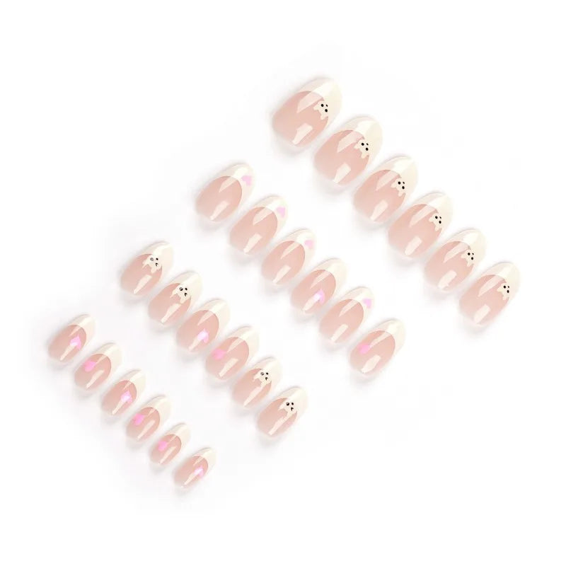 24pcs Cheap Love Wear Nail Almond Medium Press on Nails Cute Removable Beige Long False Nails Summer Korean Removable Nail Art