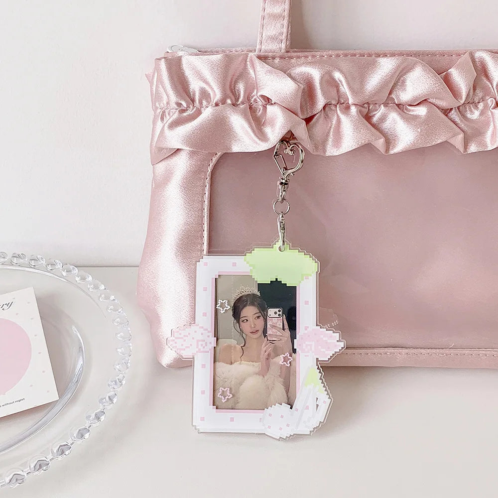 3 inch Acrylic Fruit Wings Kpop Photocard Holder Photo Card Holder Bag Pendant School Stationery