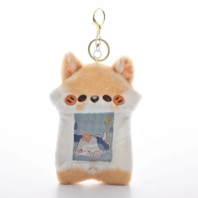 3 Inch Kpop Binder Plush Photocards Holder Keychains Hamster Cat Bear Panda Instax Mini Photo Album for Photographs Korea Idol