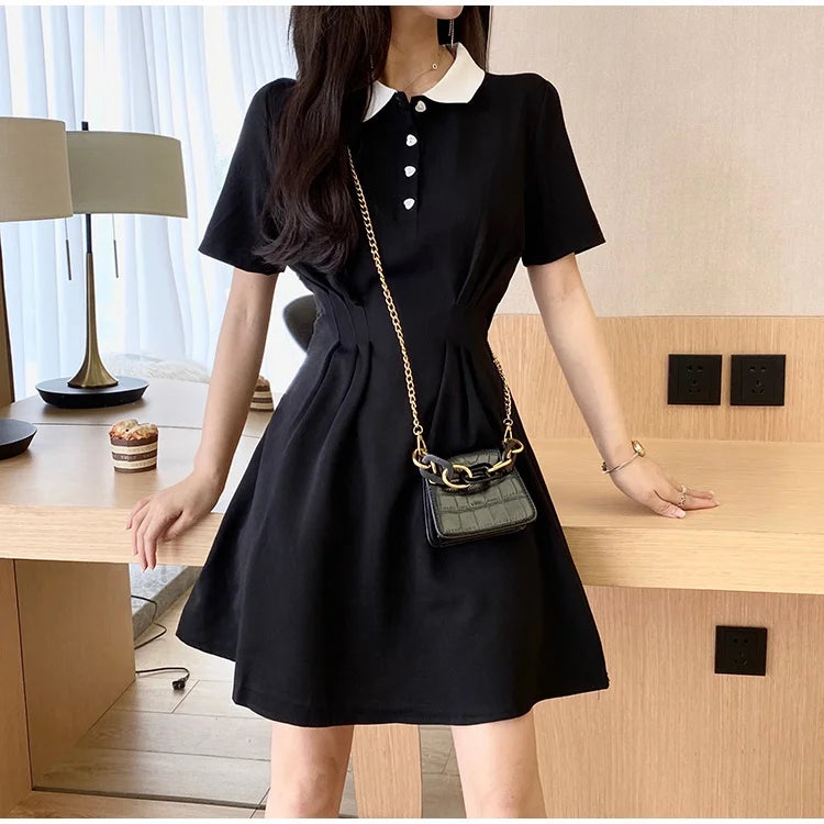 Contrast Collar Polo A-Line Mini Dress | Inspired by Jisoo