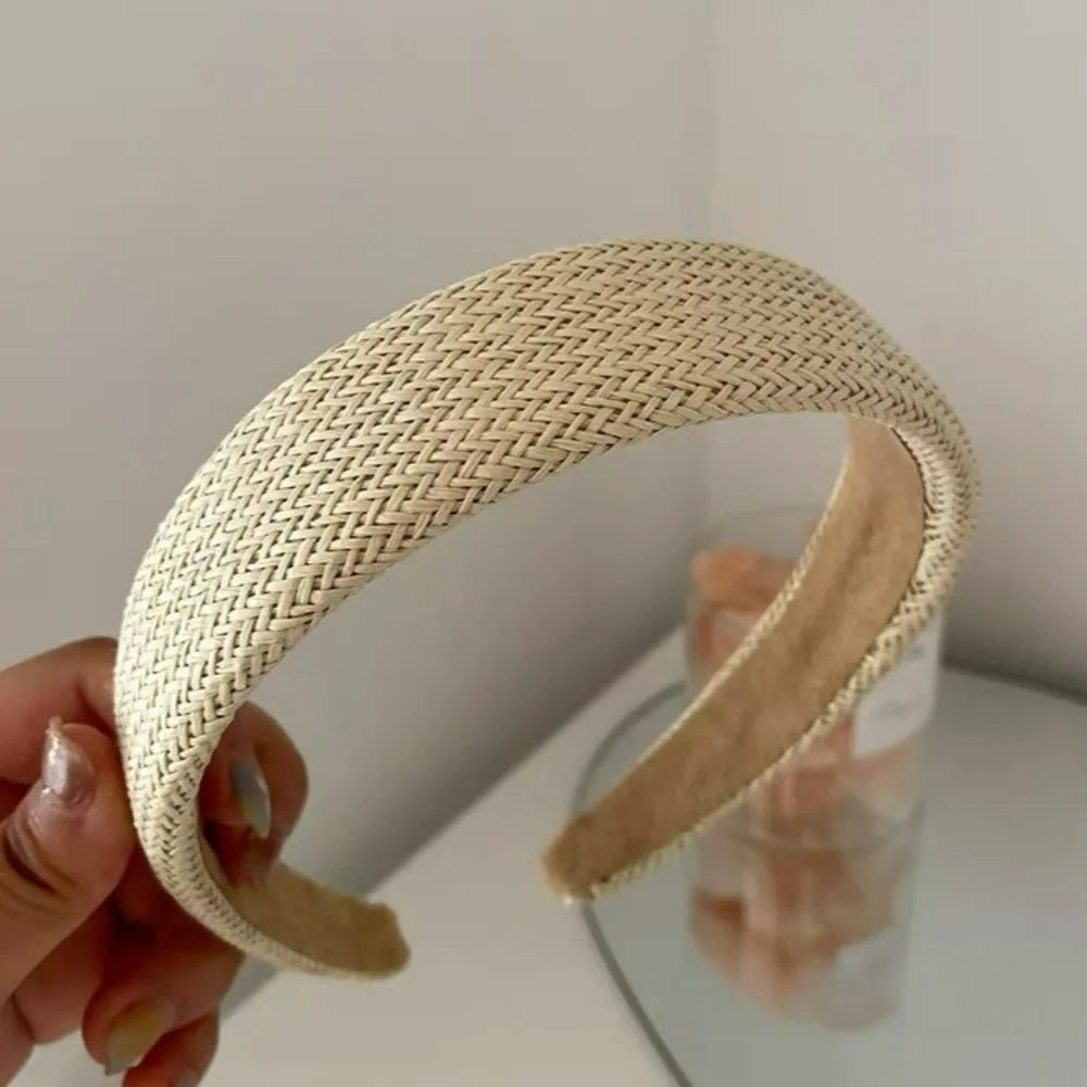 1/3Pcs Vacation Straw Woven Wide-brimmed Headband Bohemian Headwear Vintage Elegant Seaside Photos Hairband Hair Accessories