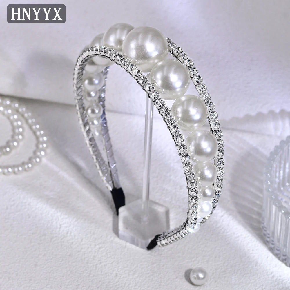 HNYYX Luxury Wedding Headband Full Pearl Hair Accessories Fashion Girls' Hairbands Women Bridal Headwear Jewelry Headpiece A263