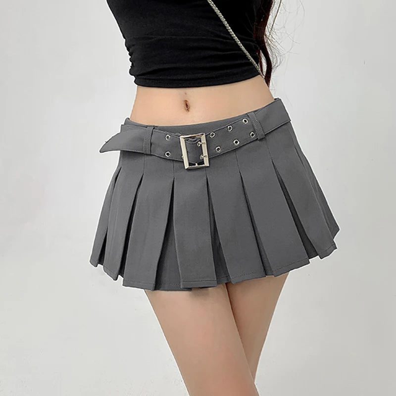 Summer Skorts High-quality Sexy A-LINE Safety Skirts Pleated Skirt Half Length Short Skirt Belt Fashion Women