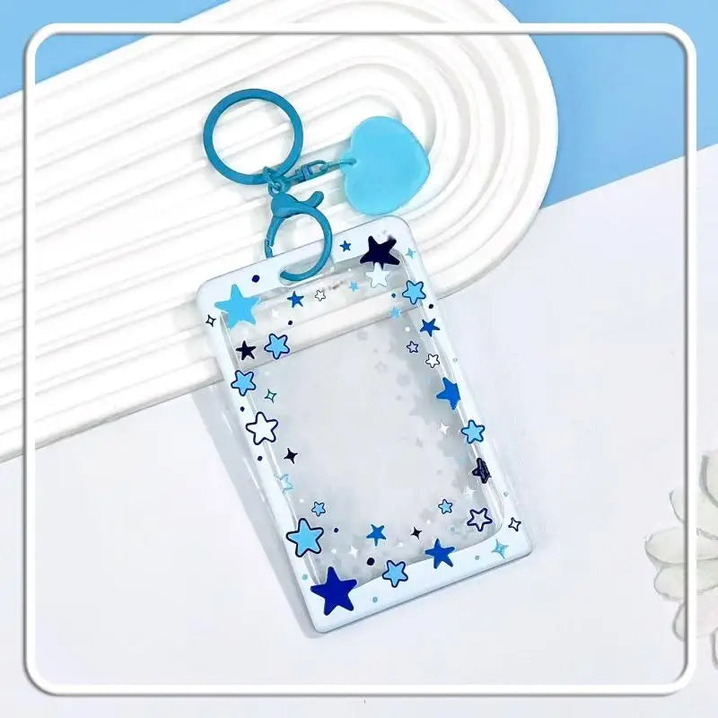 Star Sliding Cover Card Holder Transparent Portable ID Protector Kpop Photocard Case Student School Card Bus Card Holder