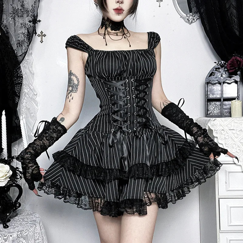 Lolita Striped Corset Mini Dress | Inspired by Zeynep Oktay