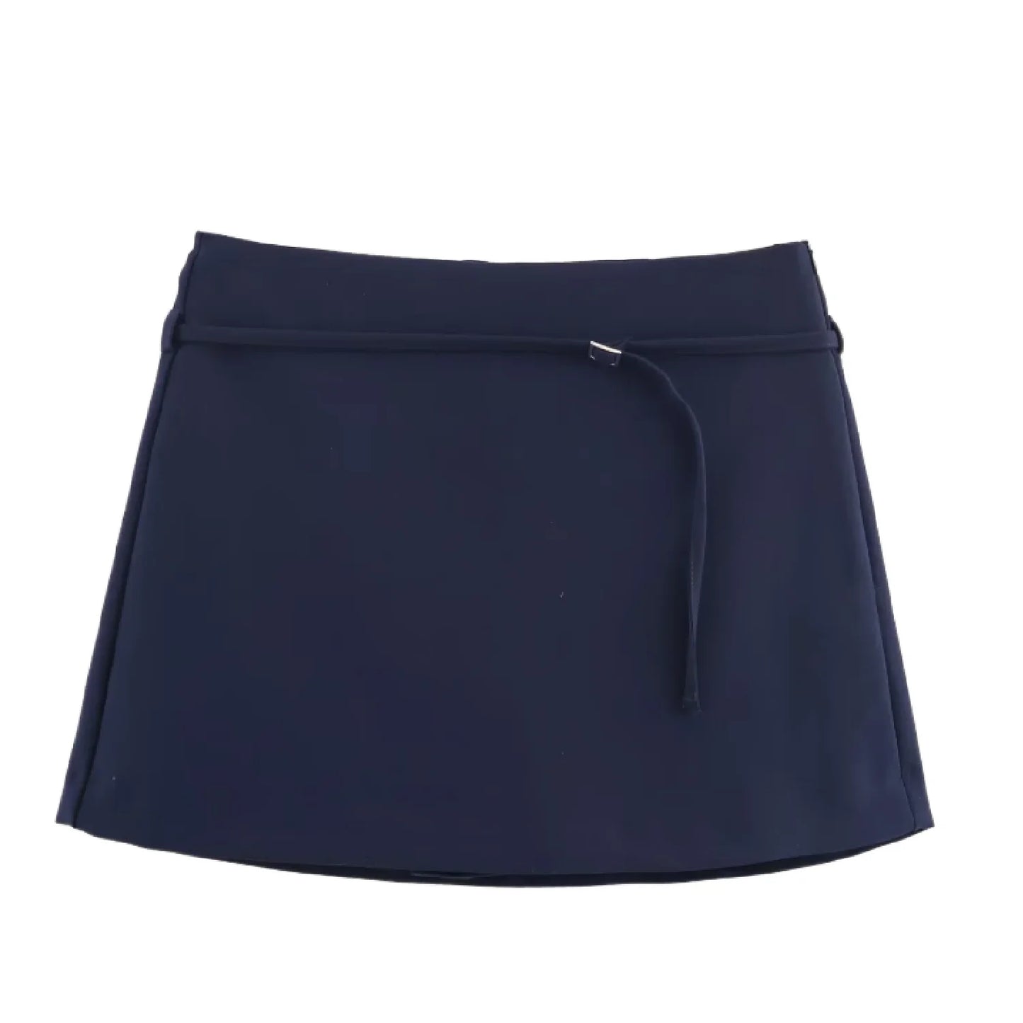 Spring Summer Women A Line Mini Skirt High Waist Solid Elegant Slim Fit Commute Skirt with Belt Office Lady Female