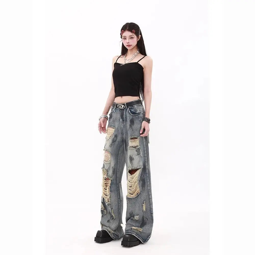 Ripped High-Waist Wide-Leg Jeans | Inspired by Lara
