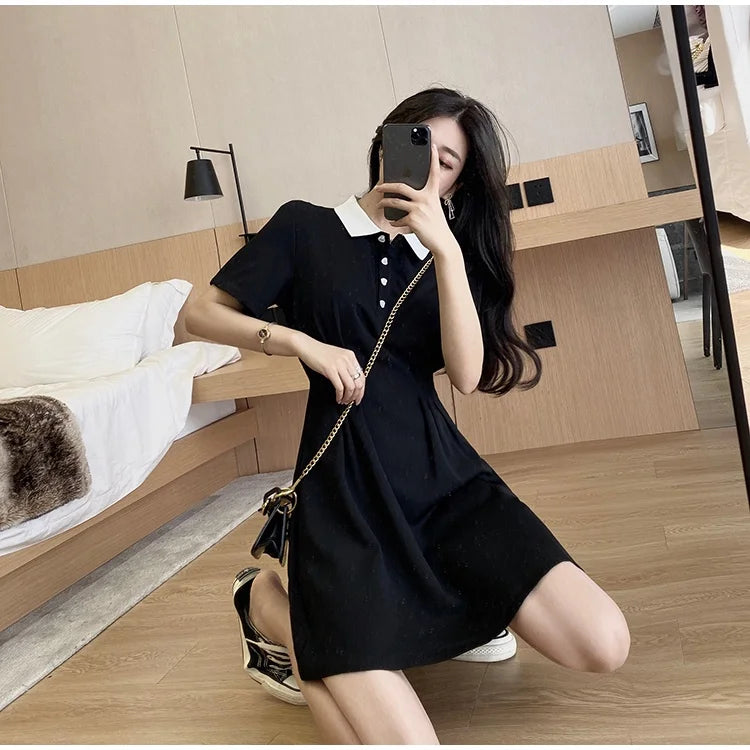 Contrast Collar Polo A-Line Mini Dress | Inspired by Jisoo