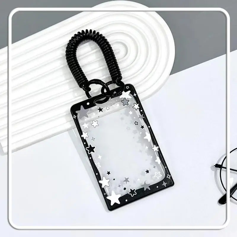 Star Sliding Cover Card Holder Transparent Portable ID Protector Kpop Photocard Case Student School Card Bus Card Holder
