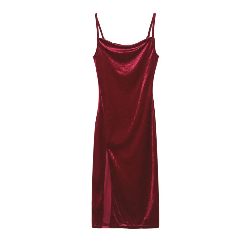 Slim Fit Slit Strap Ankle-Length Sheath Dress | Inspired by Özge Törer