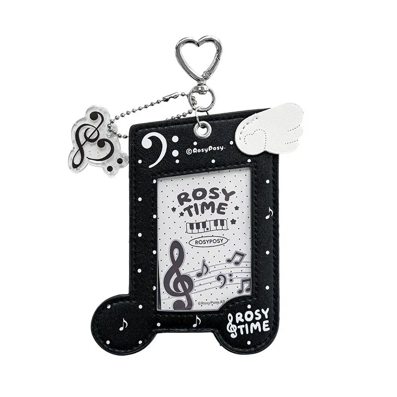 Musical Photocard Holder PU Leather Photo Card Sleeves Photo Album Backpack Charms Kpop Card Binder Cover Photo Card Keyring