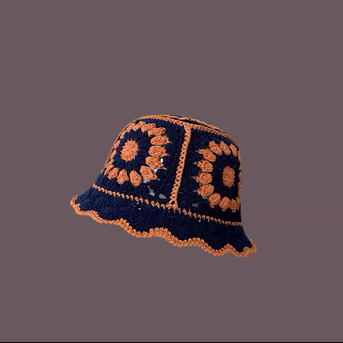 2023 Autumn New Crochet Korean Handmade Bucket Hat Women Weaving Knitted Hat  Fashion Flowers Autumn Winter Beanies Basin Cap