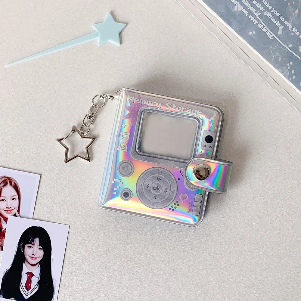 INS Fashion Sparkling 2-inch Photo Album Mini Cute Girl Idol Photo Storage Pendant Stars Card Book Keychain Photo Frame Student