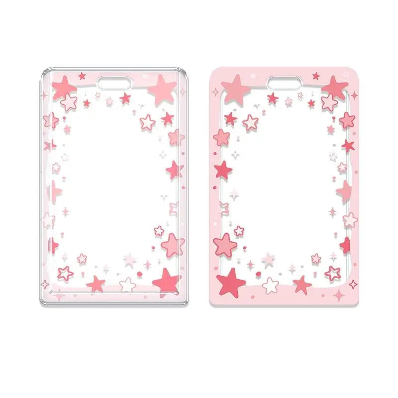 Star Sliding Cover Card Holder Transparent Portable ID Protector Kpop Photocard Case Student School Card Bus Card Holder
