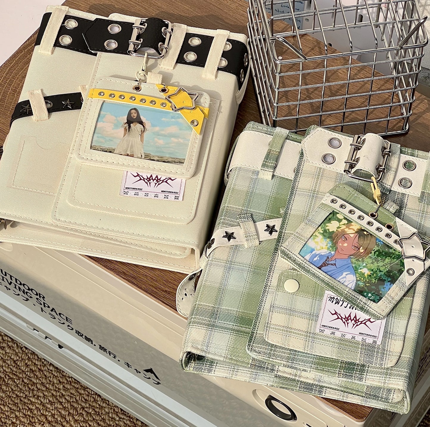 Y2K Checkered Star Denim A5 Photo Card Album Vintage Sweet & Cool Style Binder Idol Photocard Collect K-Pop Polaroid Storage