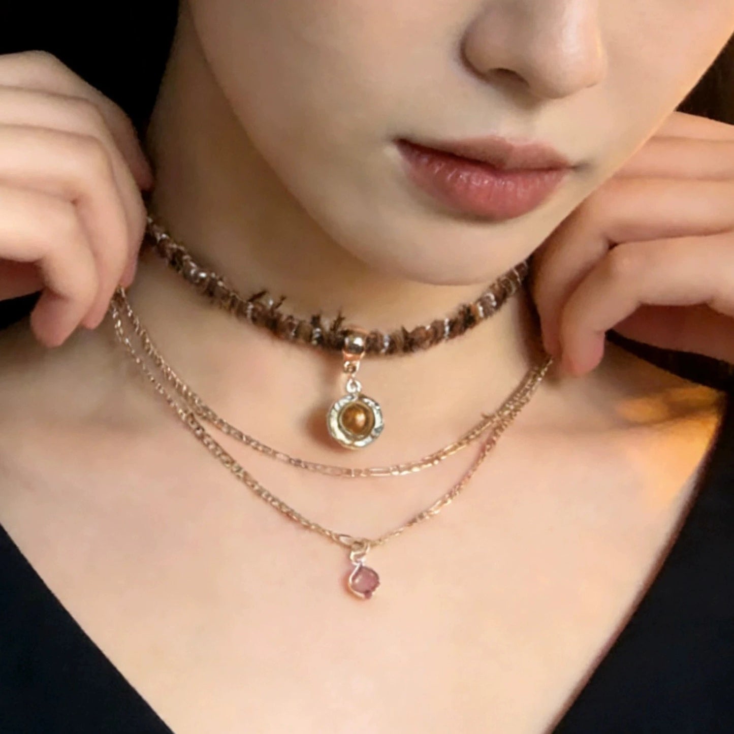 New Vintage Butterfly Bowknot Flower Love Heart Pendant Brown Choker Necklace Jewelry For Women Trendy Neck Charm Accessories