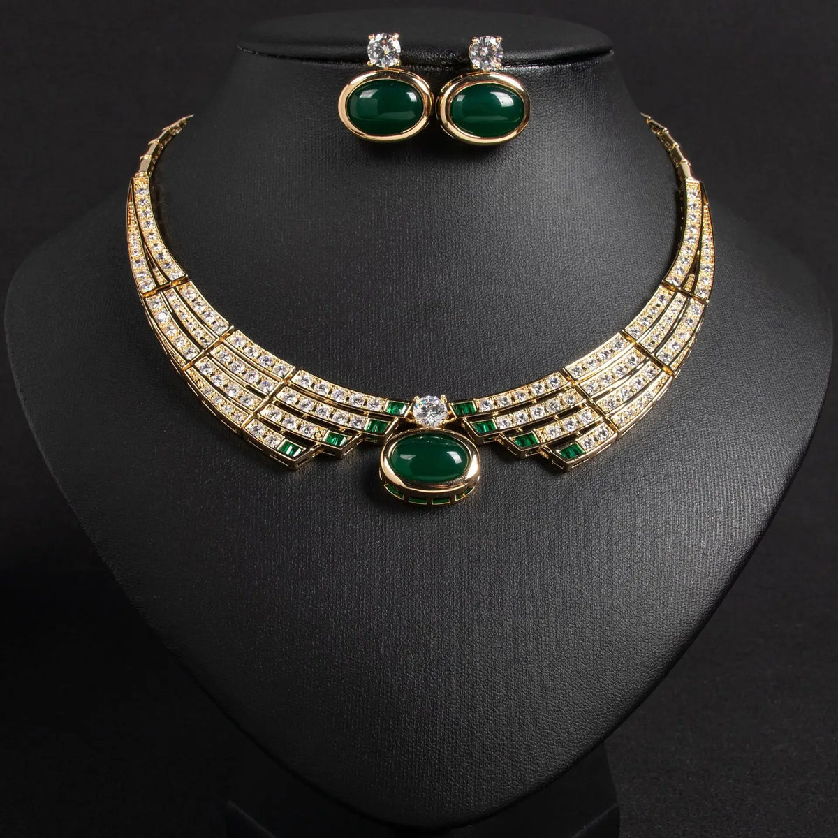 Oil Painting CZ Necklace & Earrings Jewelry Set | Inspired by Esra Bilgiç