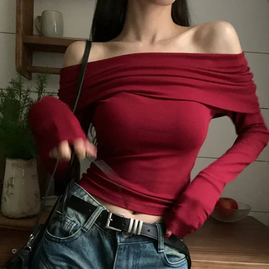 Off Shoulder Knit Crop Top | Suzy