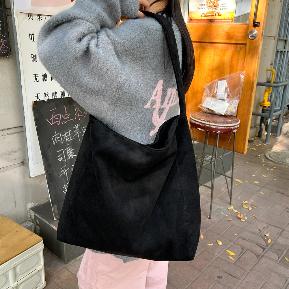Women Large Capacity Shoulder Bag Stylish Tweed Fabric Work Tote Bag Casual Handbag for Daily Office Use Solid Color Handbag