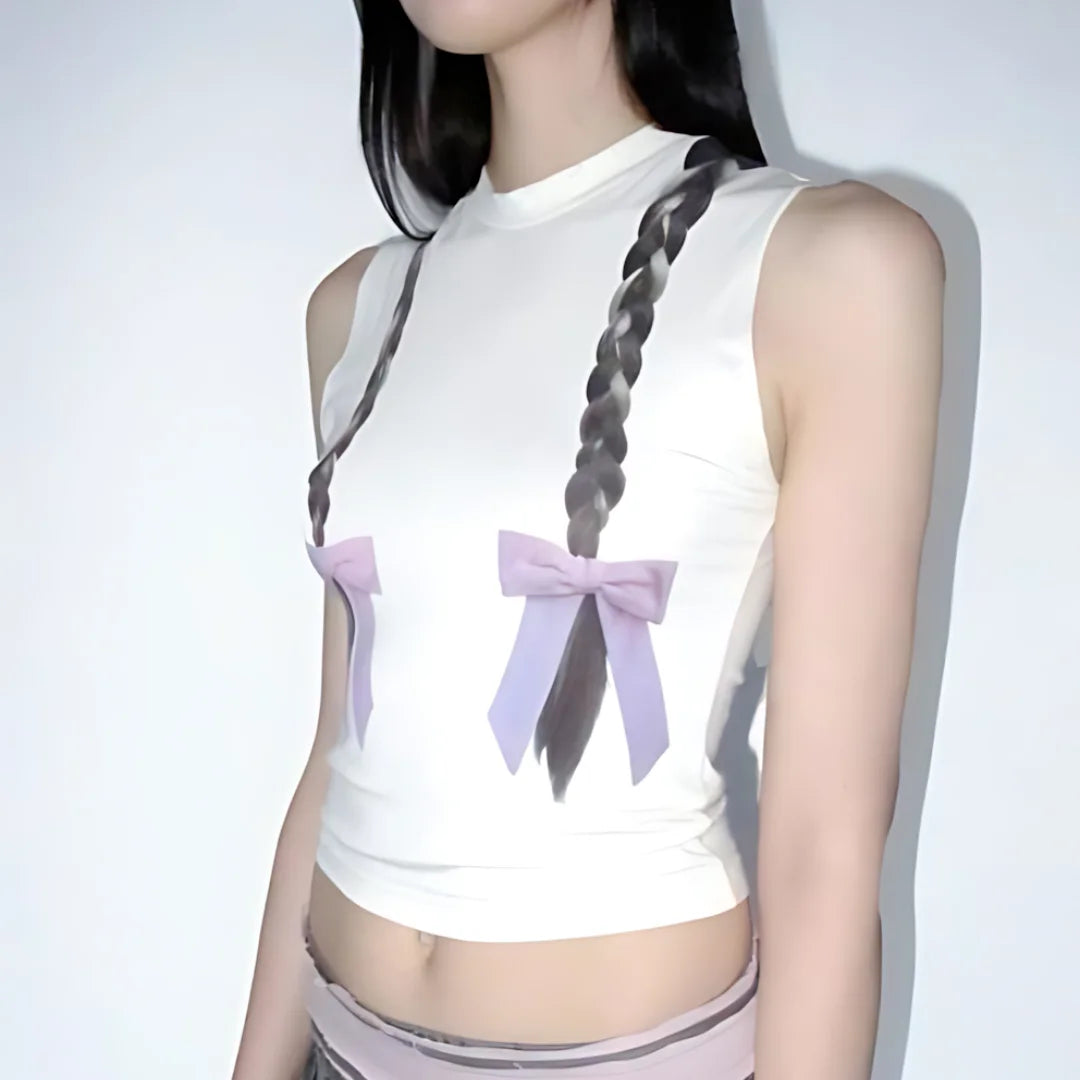 Summer Fashion Spicy Girl Fashion Sleeveless Tank Top Bloodless Double Braid Printed Street Punk Women's Y2K Top