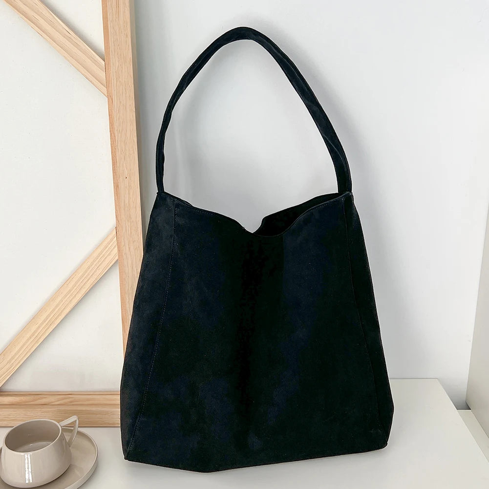 Women Large Capacity Shoulder Bag Stylish Tweed Fabric Work Tote Bag Casual Handbag for Daily Office Use Solid Color Handbag