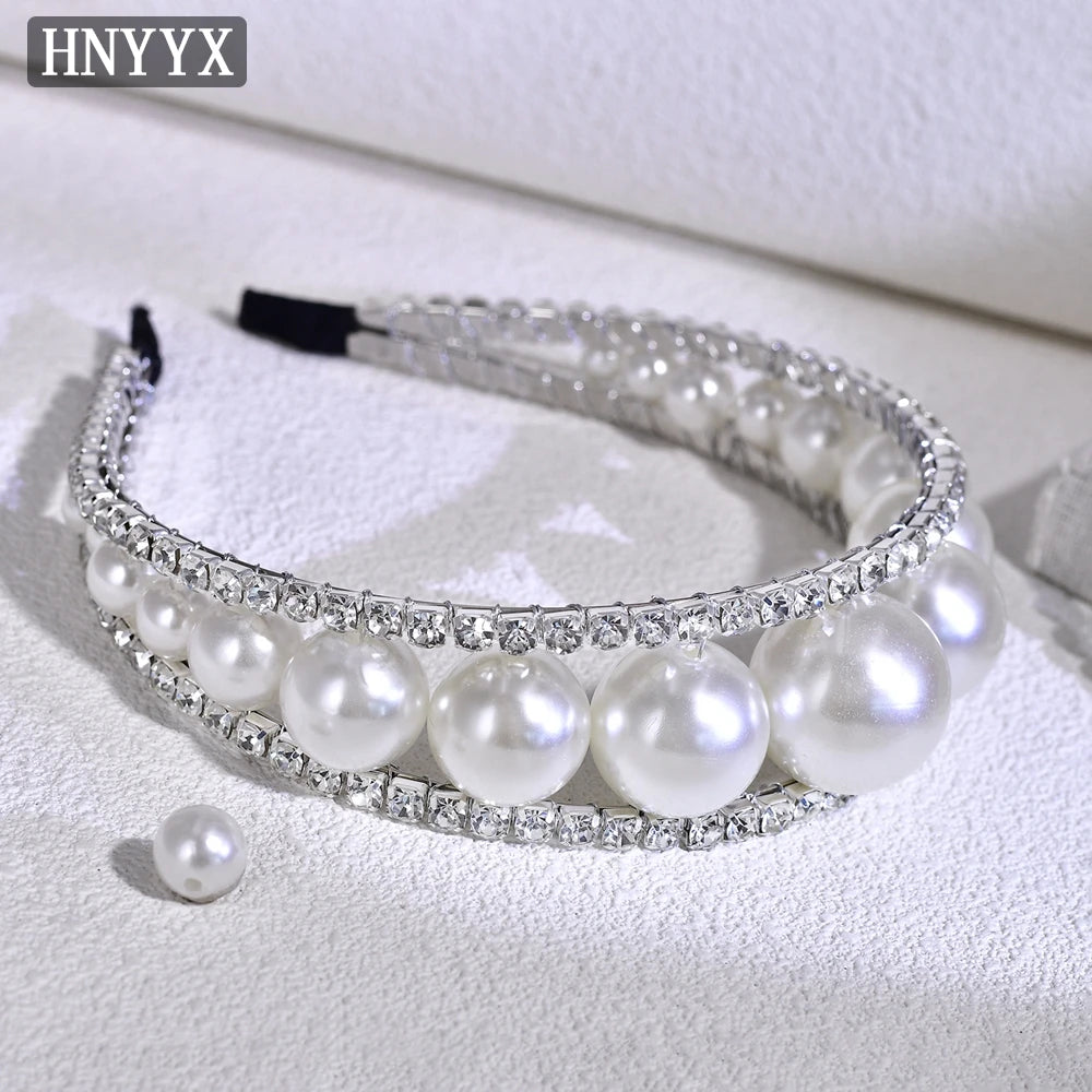 HNYYX Luxury Wedding Headband Full Pearl Hair Accessories Fashion Girls' Hairbands Women Bridal Headwear Jewelry Headpiece A263