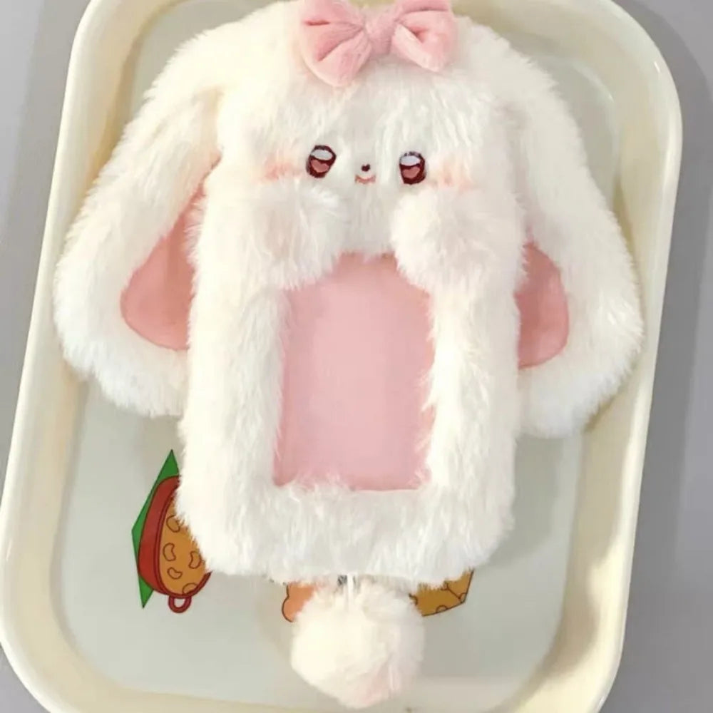 Cartoon Multifunctional Photocard Case Plush Big Eared Rabbit/Border Collie Card Case Rabbit/Dog/Cat Photo Card Holder Students