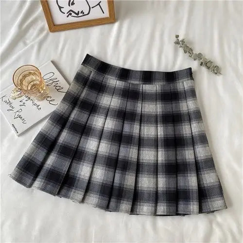 Women A-line Skirt Plaid Pleated Dress Plaid Short Skirt Y2k Vintage Vintage Streetwear Sweet Kawaii Harajuku Funky Sexy