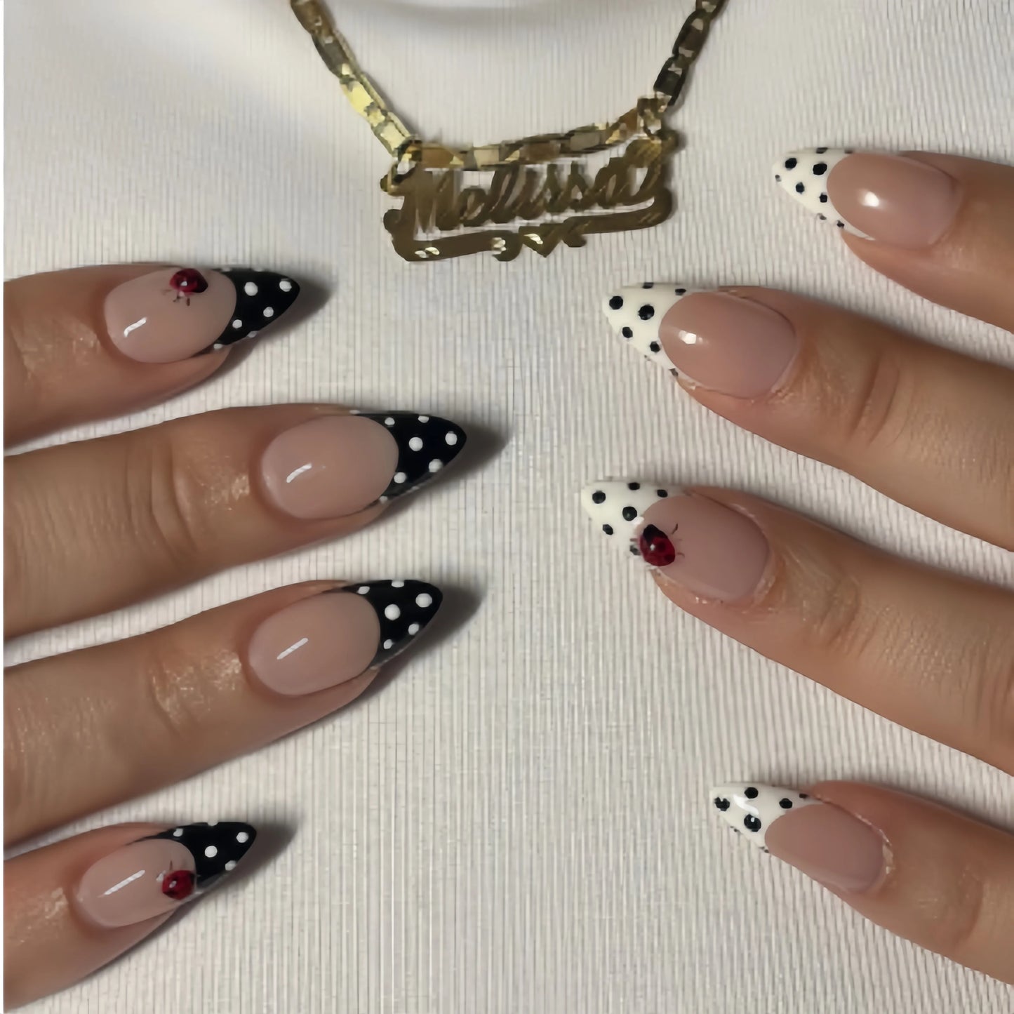 30Pcs Fake Nails Sweet Pink French Polka Dots Bows and Playful Cherries—Press-On Nails Perfect as Gifts for Girls and Friends