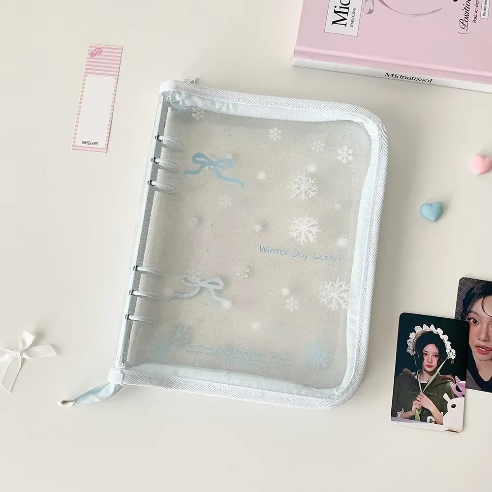 Hot selling Korean INS Fashion A5 PVC Zipper Loose leaf Album Cute Girl Idol Photos 4-Grid Storage Card Holder Photo Frame Gifts