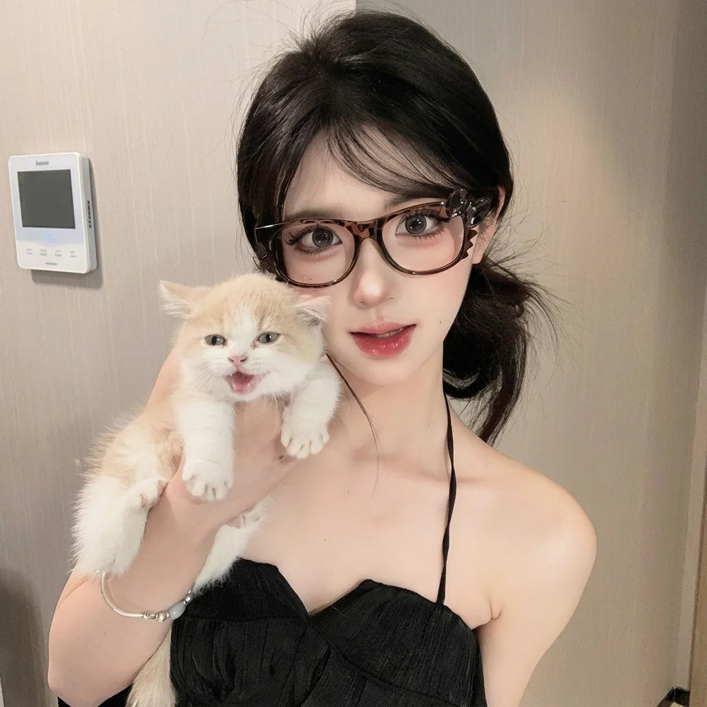 Square Full Rim Frame Retro Decorative Glasses Frame Y2k Glasses Blue Light Blocking Tortoiseshell Eyeglass Frame For Women