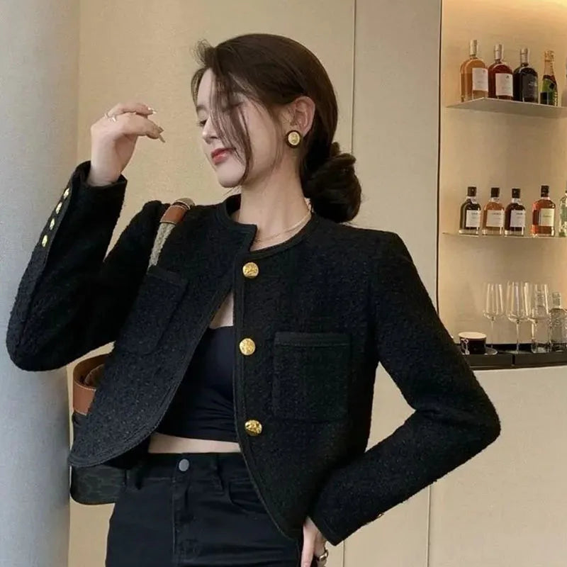 Faux Wool Single-Breasted Short Coat | Inspired by Lisa