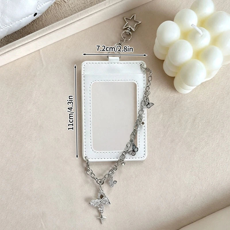 Kpop Photocard Holder PU Leather Photo Card Holder Idol Photocards Cover ID Card Sleeves Bag Charms Keychain Photo Album