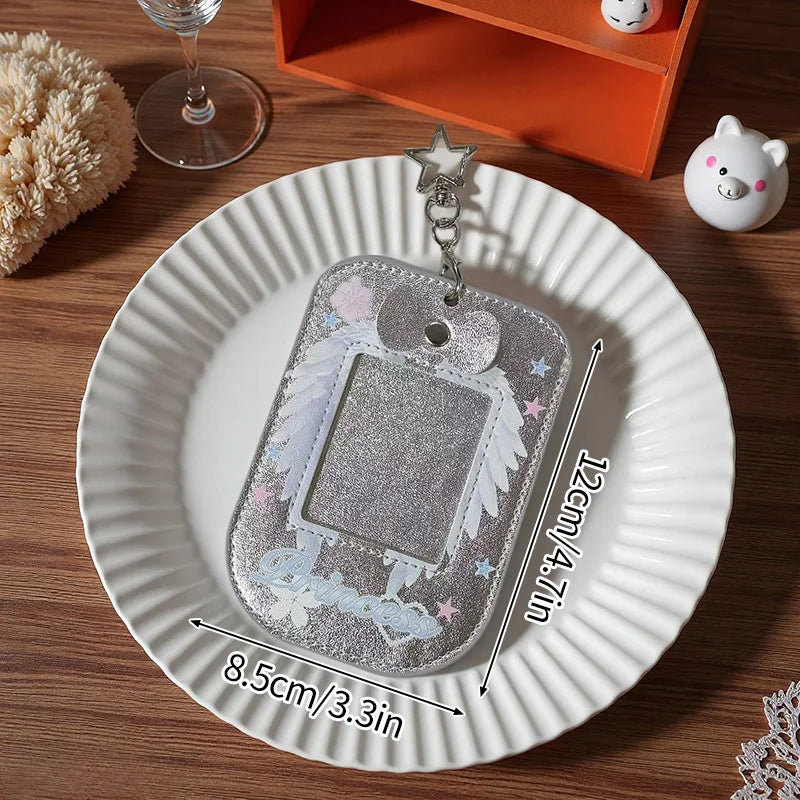 PU Leather INS Card Holder Kpop Photo Cards Sleeves Idol Card Display ID Card Cover 3inch Photocard Protective Cases Keychain