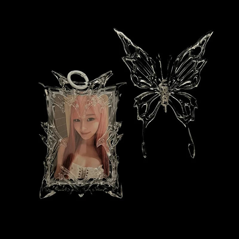 Aesthetic 3D Transparent Butterfly Photocard Holder Kpop Small Card Protector Card Display Cover Advanced Sense Card CoverHot
