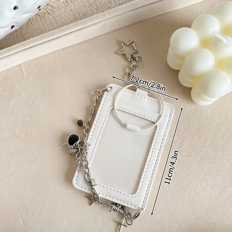 Kpop Photocard Holder PU Leather Photo Card Holder Idol Photocards Cover ID Card Sleeves Bag Charms Keychain Photo Album
