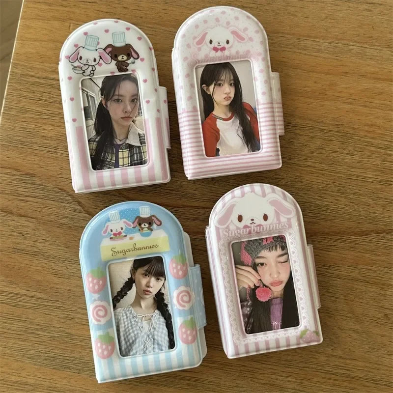 3 Inch Kpop Binder Photocard Holder Keychains Bunny Sleeves Instax Mini Photo Album for Photographs Korea Idol Card Collect Book