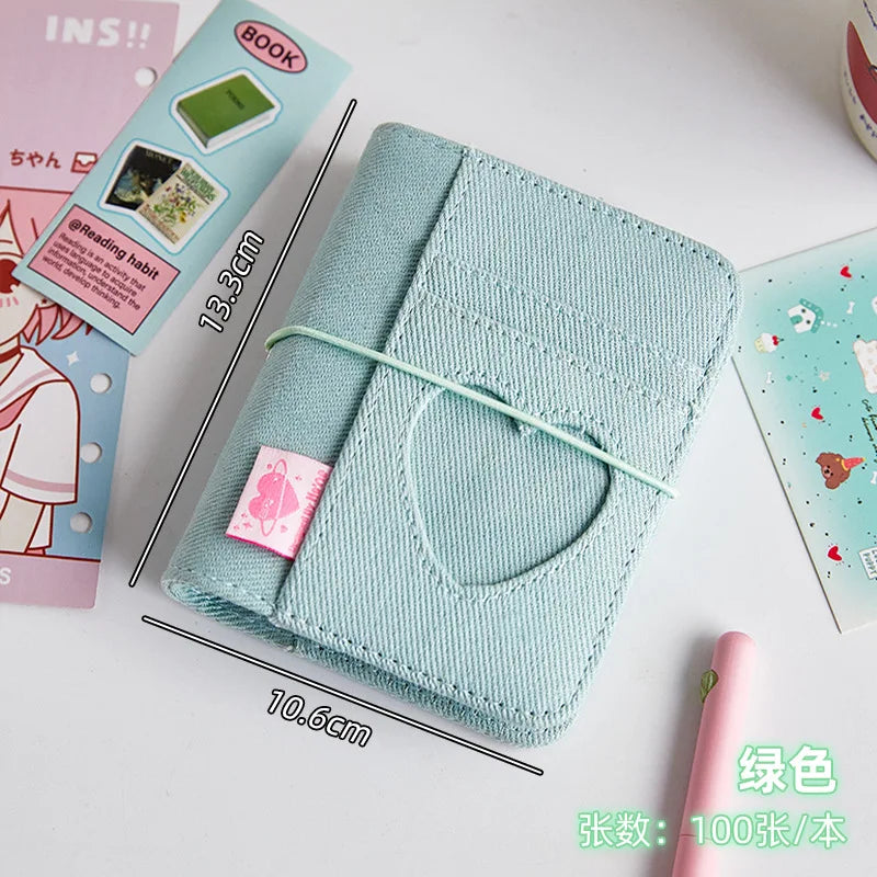 M5 Korean Pink Heart Ring Binder Detachable Portable Travel Journal for KPOP Idol Cute Small Album with Strap Diary Scrapbook