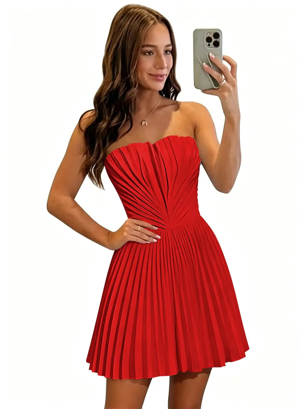 Customized Satin Pleated Short Homecoming Dresses For Teens 2026 Short Strapless A-Line Mini Cocktail Party Dresses