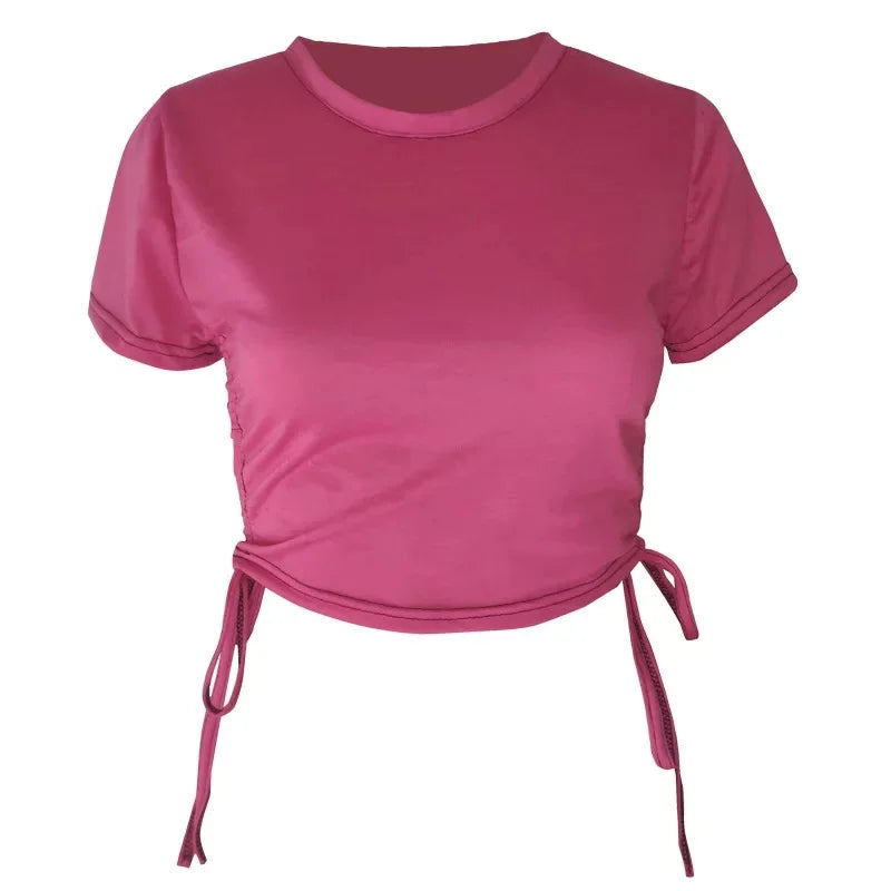 Sexy Fitness Sportswear Top Women's Short Sleeve Running Tight T-shirt Cross-Border Multicolor Breathtaking Gymnastics Shirt