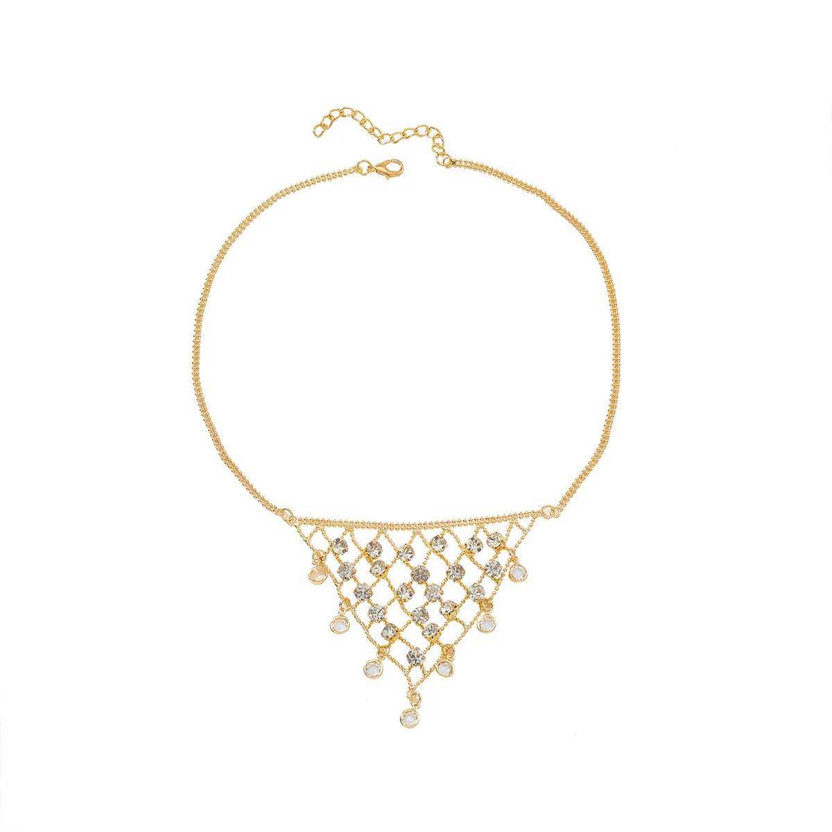 Fashion tassel mesh necklace winter sweater chain Bohemian style diamond studded niche style