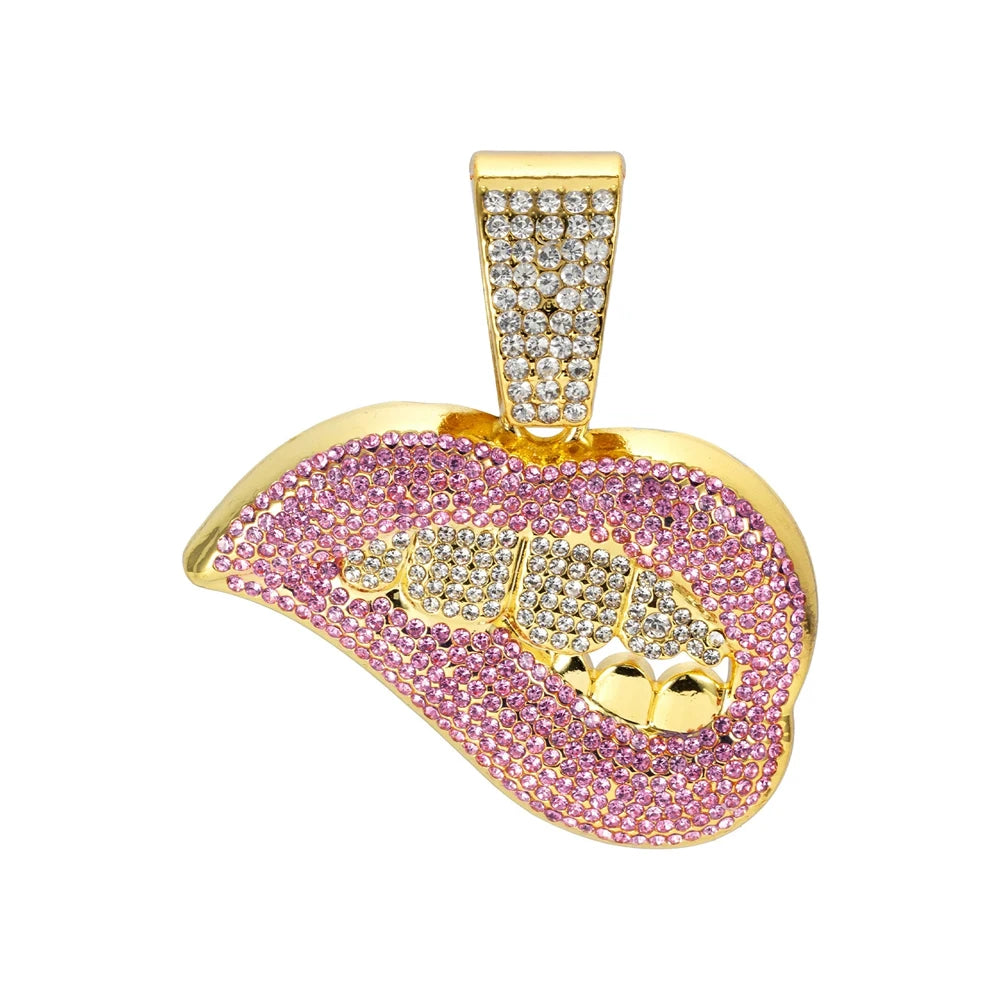 Iced Out Lip Pendant Necklace | Inspired by Özlem