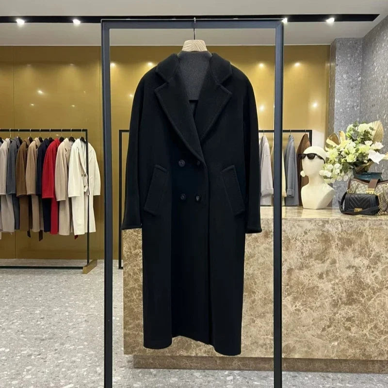 101801 Italy imported double-sided cashmere coat for women medium and long 2025 new original woolen coat for women