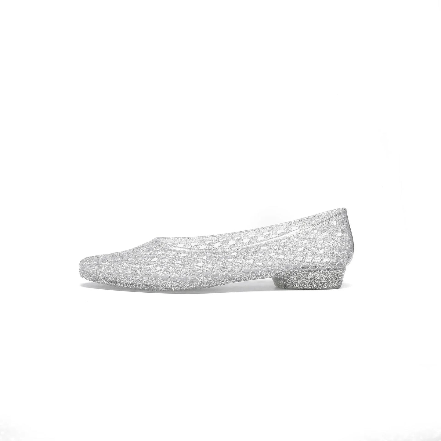 Transparent Crystal Shoes for Women Pointed Toe Hollow-out Flower Decoration DIY Hole Sandals Korean Jelly Shoes Casual Sandals