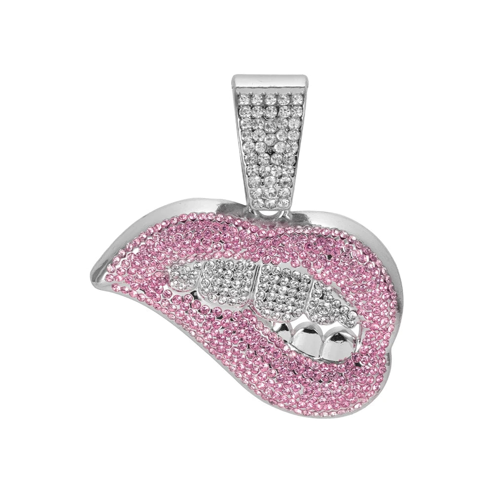 Iced Out Lip Pendant Necklace | Inspired by Özlem