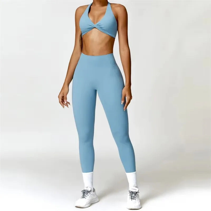 Sport Bra Leggings Suit 2PCS Yoga Set Nude Feeling Workout Sets Women Tracksuit Gym Push Up Fitness Running Workout Sportwear