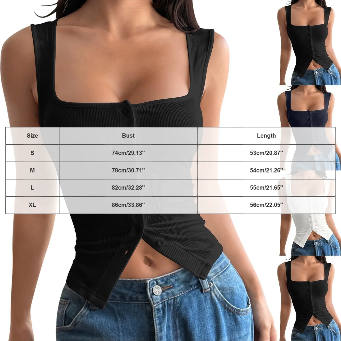 Y2k Sexy Tank Tops Ribbed Knitted Slim Fit Sleeveless Square Neck Women Vest Summer Streetwear Harajuku Stretchy Cropped Tops