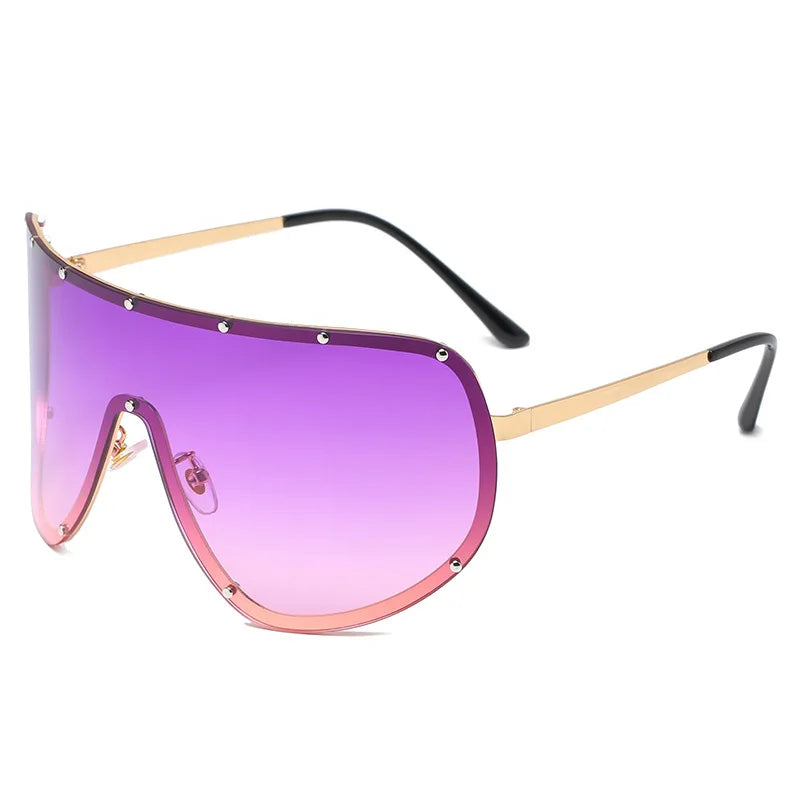 New Lntegrated Oversized Oval Shaped Sunglasses For Women Borderless Summer UV Resistant Glasses Outdoor Photography Eyewears