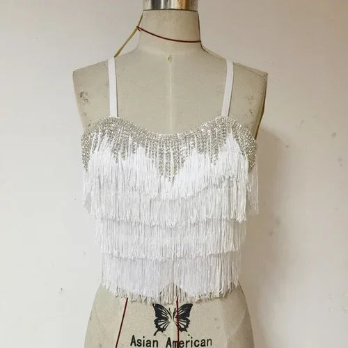 Lisa Kpop Outfit Korean Celebrity New Tassel Sexy Sleeveless Vest Tops Slim High Waist Shorts Shinny Women DS DJ Rave Clothes